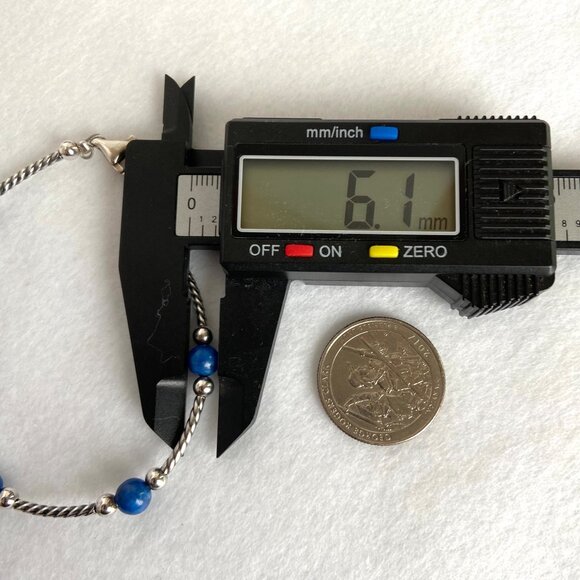 Sterling Silver 925 Twisted Rope Beaded Sodalite Station Bracelet 7"- 8" - Picture 14 of 16